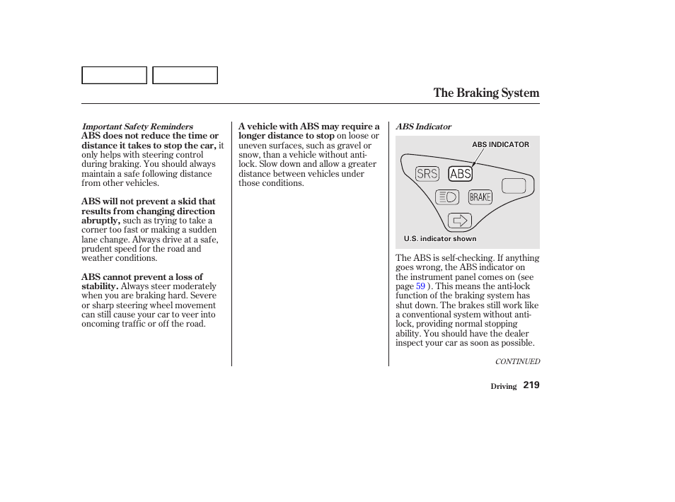 The braking system | HONDA 2002 Accord Coupe - Owner's Manual User Manual | Page 222 / 375