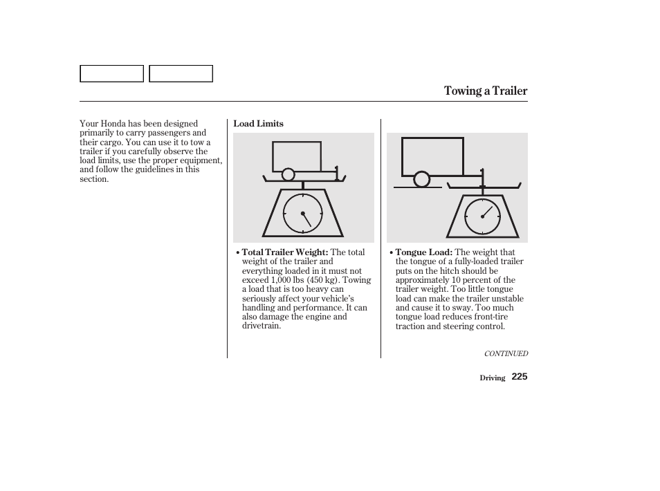 Towing a trailer | HONDA 2002 Accord Coupe - Owner's Manual User Manual | Page 228 / 375