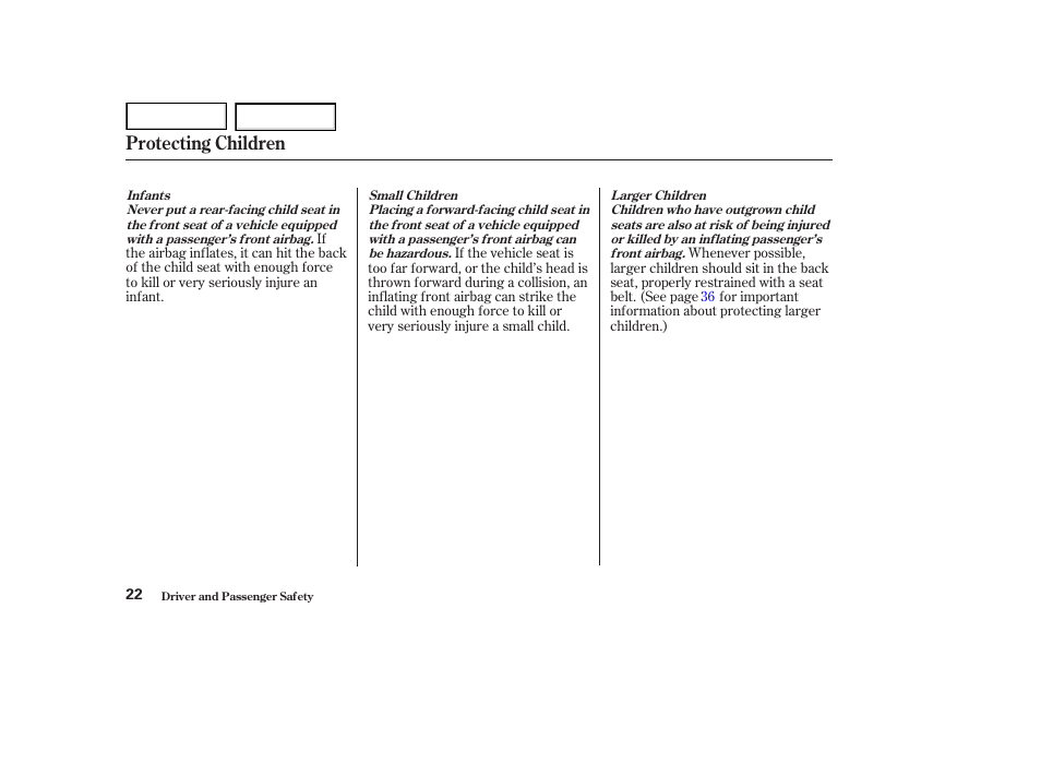 Protecting children | HONDA 2002 Accord Coupe - Owner's Manual User Manual | Page 25 / 375