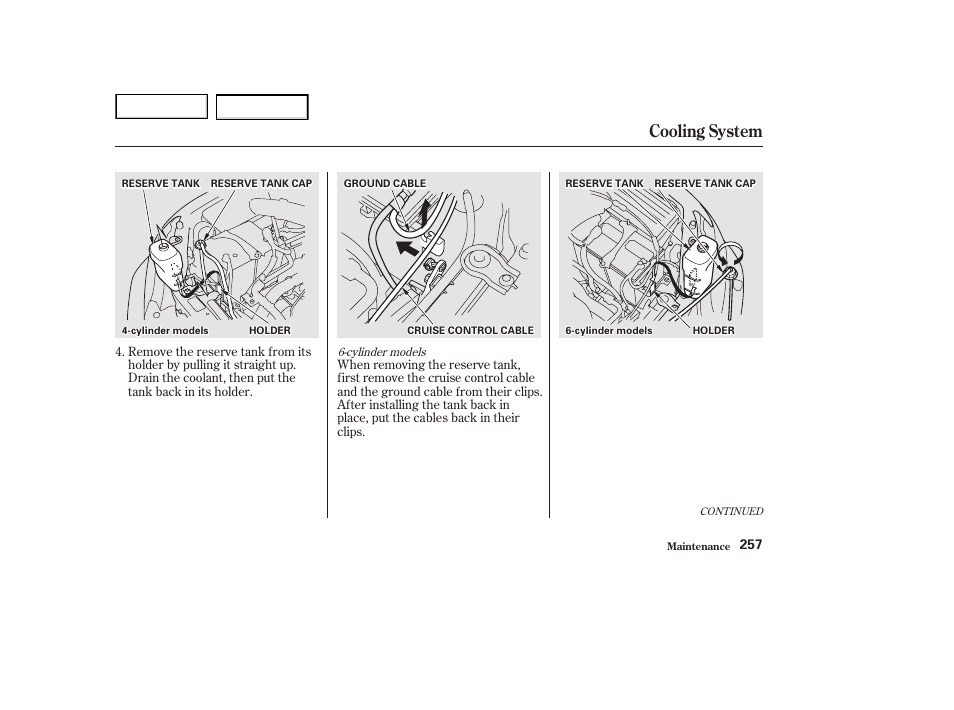 Cooling system | HONDA 2002 Accord Coupe - Owner's Manual User Manual | Page 260 / 375