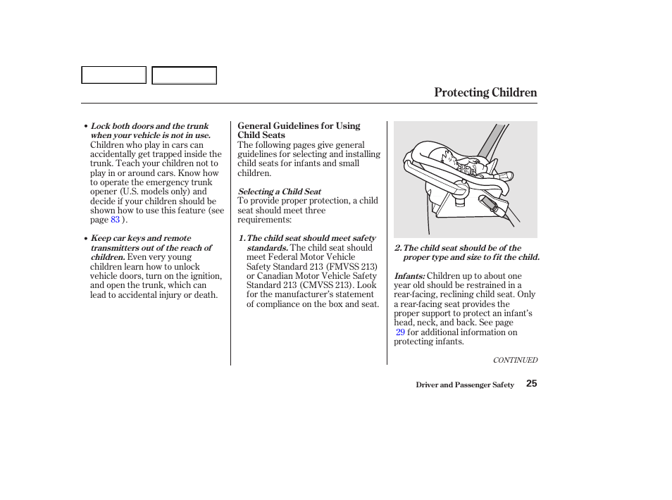 Protecting children | HONDA 2002 Accord Coupe - Owner's Manual User Manual | Page 28 / 375