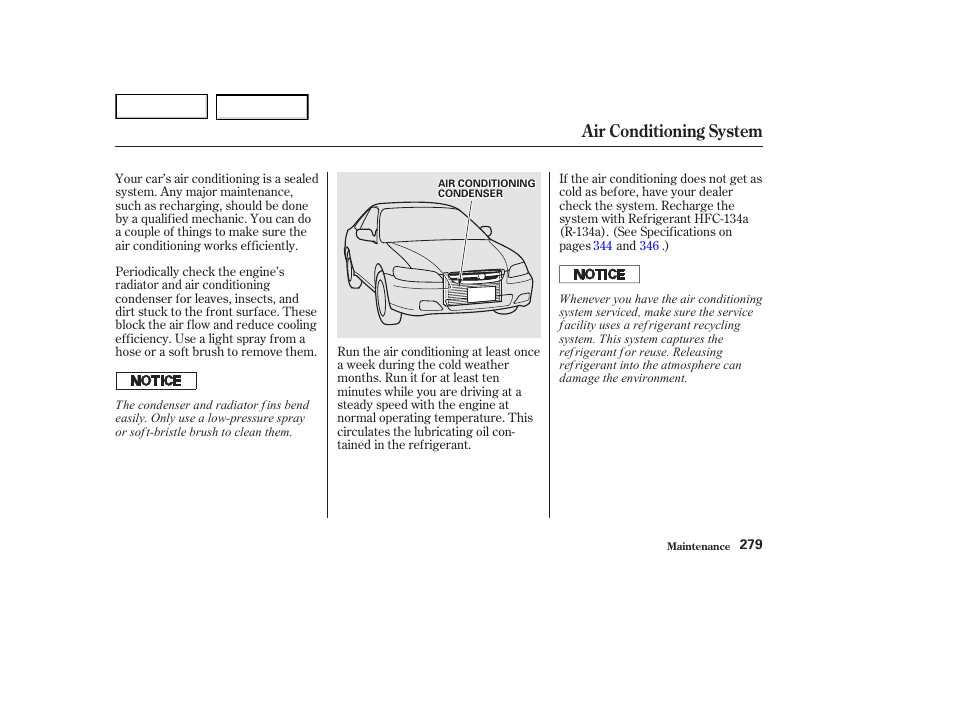 Air conditioning system | HONDA 2002 Accord Coupe - Owner's Manual User Manual | Page 282 / 375