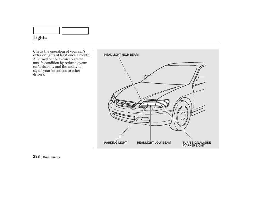 Lights | HONDA 2002 Accord Coupe - Owner's Manual User Manual | Page 291 / 375