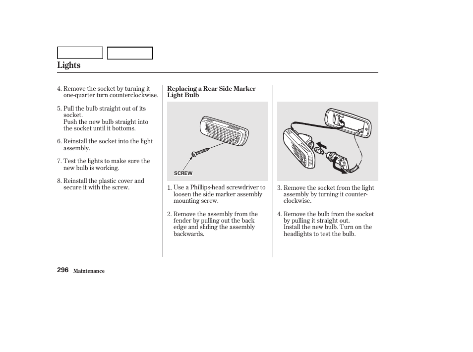 Lights | HONDA 2002 Accord Coupe - Owner's Manual User Manual | Page 299 / 375