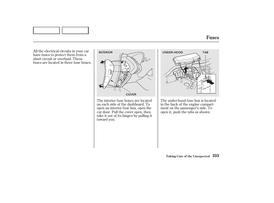 Fuses | HONDA 2002 Accord Coupe - Owner's Manual User Manual | Page 336 / 375