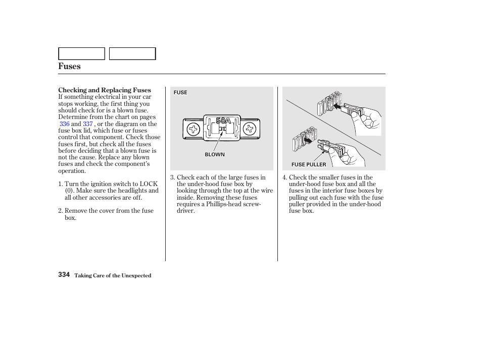 Fuses | HONDA 2002 Accord Coupe - Owner's Manual User Manual | Page 337 / 375