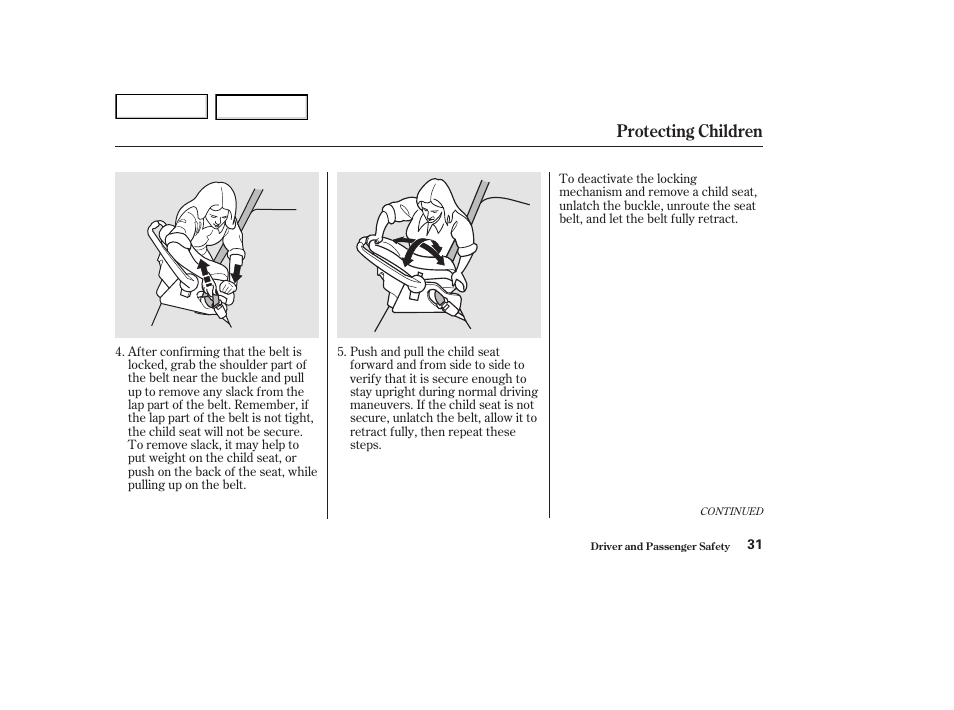 Protecting children | HONDA 2002 Accord Coupe - Owner's Manual User Manual | Page 34 / 375