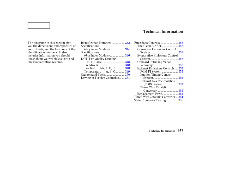 Technical information | HONDA 2002 Accord Coupe - Owner's Manual User Manual | Page 344 / 375