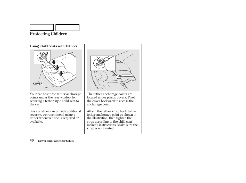 Protecting children | HONDA 2002 Accord Coupe - Owner's Manual User Manual | Page 43 / 375