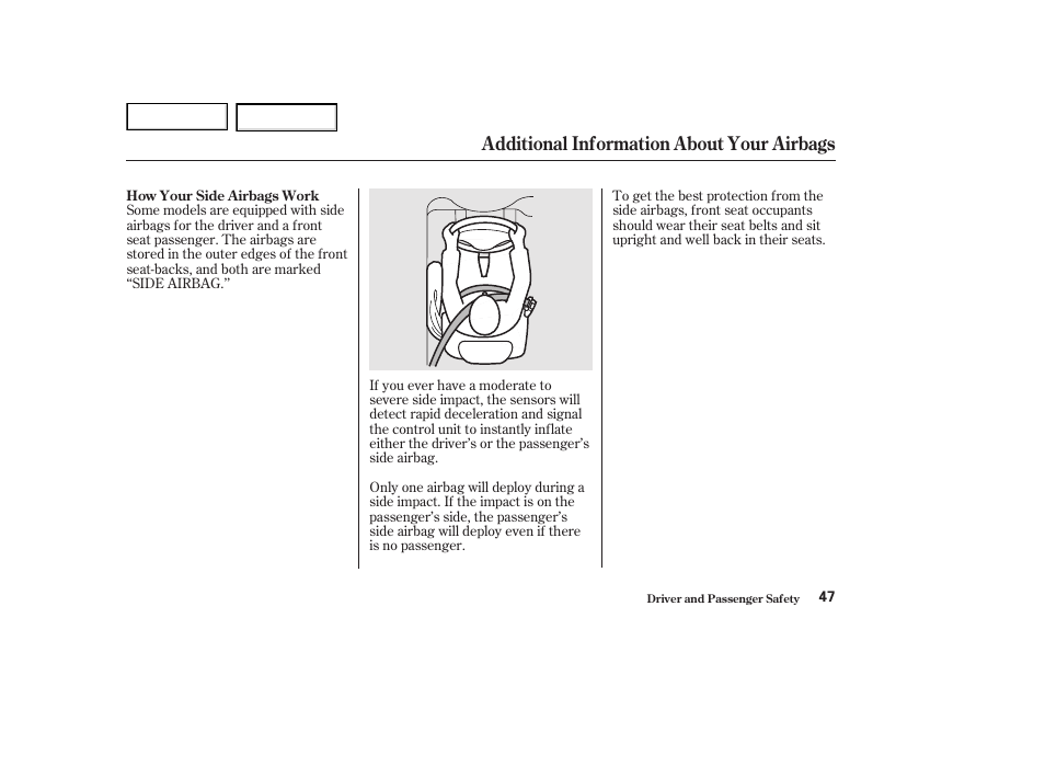 Additional information about your airbags | HONDA 2002 Accord Coupe - Owner's Manual User Manual | Page 50 / 375