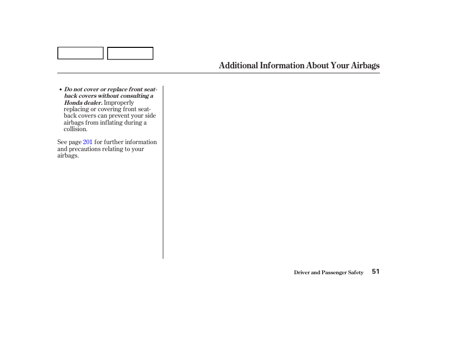 Additional information about your airbags | HONDA 2002 Accord Coupe - Owner's Manual User Manual | Page 54 / 375