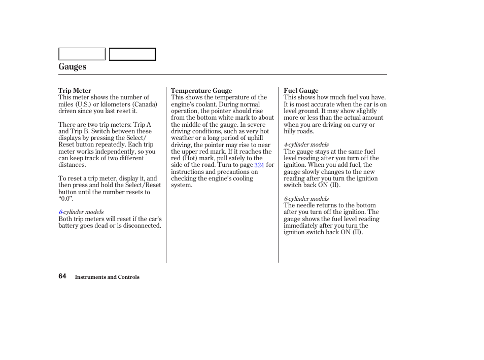 Gauges | HONDA 2002 Accord Coupe - Owner's Manual User Manual | Page 67 / 375