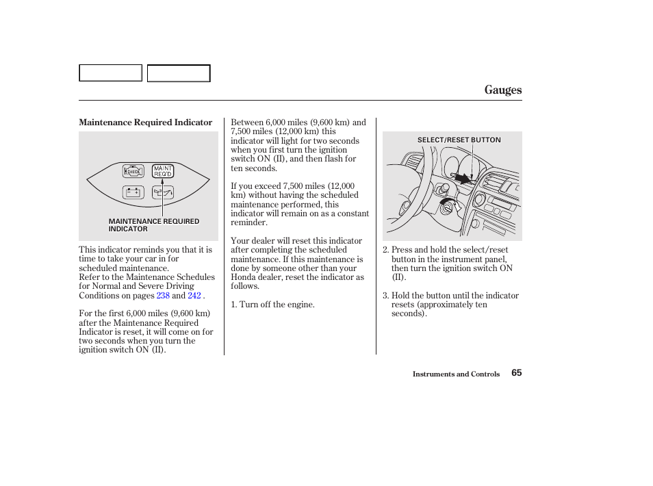 Gauges | HONDA 2002 Accord Coupe - Owner's Manual User Manual | Page 68 / 375