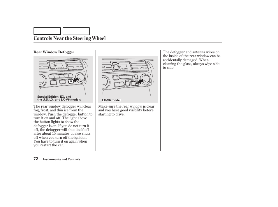 Controls near the steering wheel | HONDA 2002 Accord Coupe - Owner's Manual User Manual | Page 75 / 375