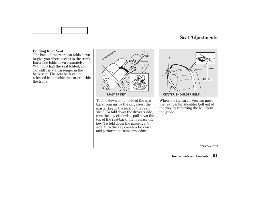 Seat adjustments | HONDA 2002 Accord Coupe - Owner's Manual User Manual | Page 94 / 375