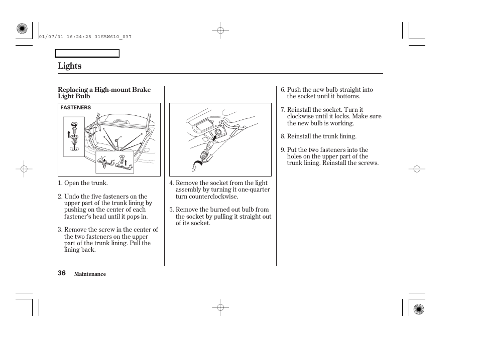 Lights | HONDA 2002 Civic GX - Owner's Manual User Manual | Page 37 / 49