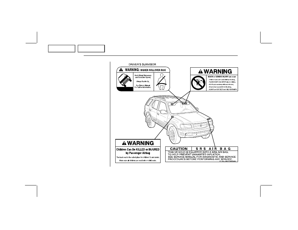 Pa0202o00048a, Safety labels | HONDA 2002 Passport - Owner's Manual User Manual | Page 51 / 294