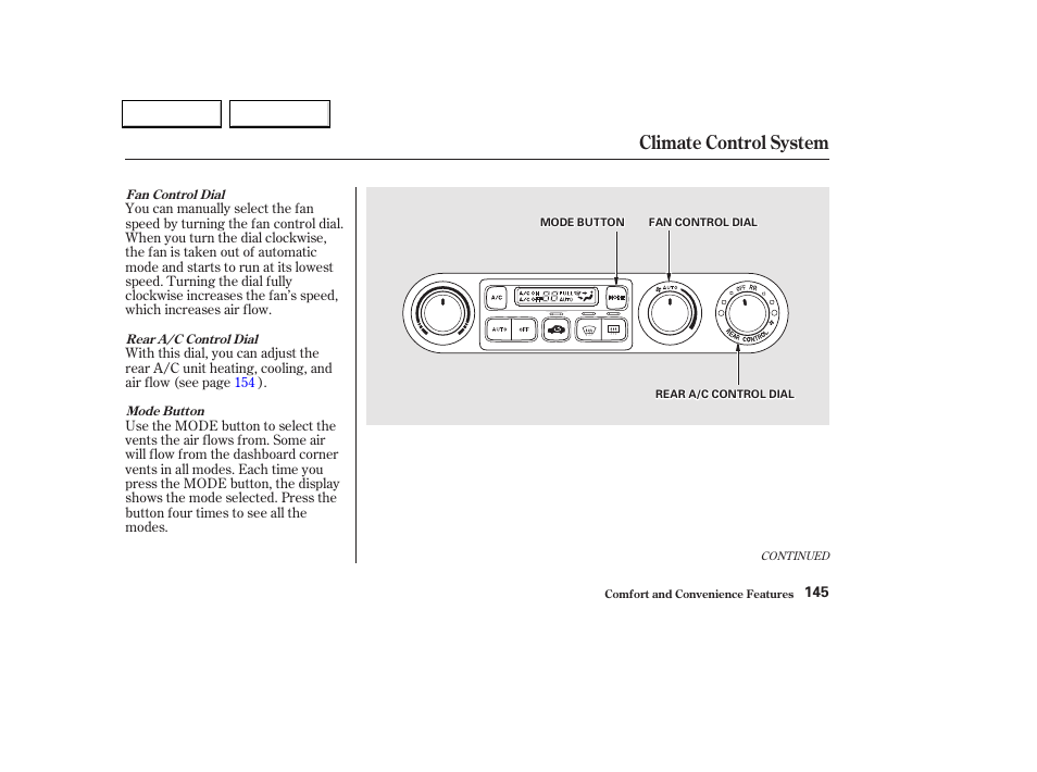 Climate control system | HONDA 2002 Odyssey - Owner's Manual User Manual | Page 148 / 399