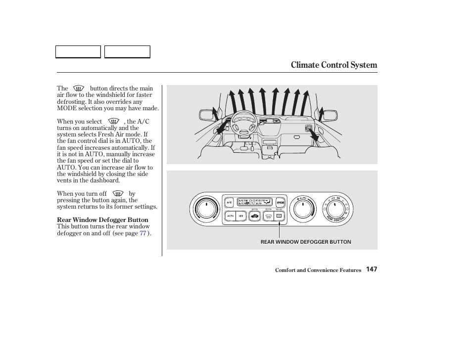 Climate control system | HONDA 2002 Odyssey - Owner's Manual User Manual | Page 150 / 399