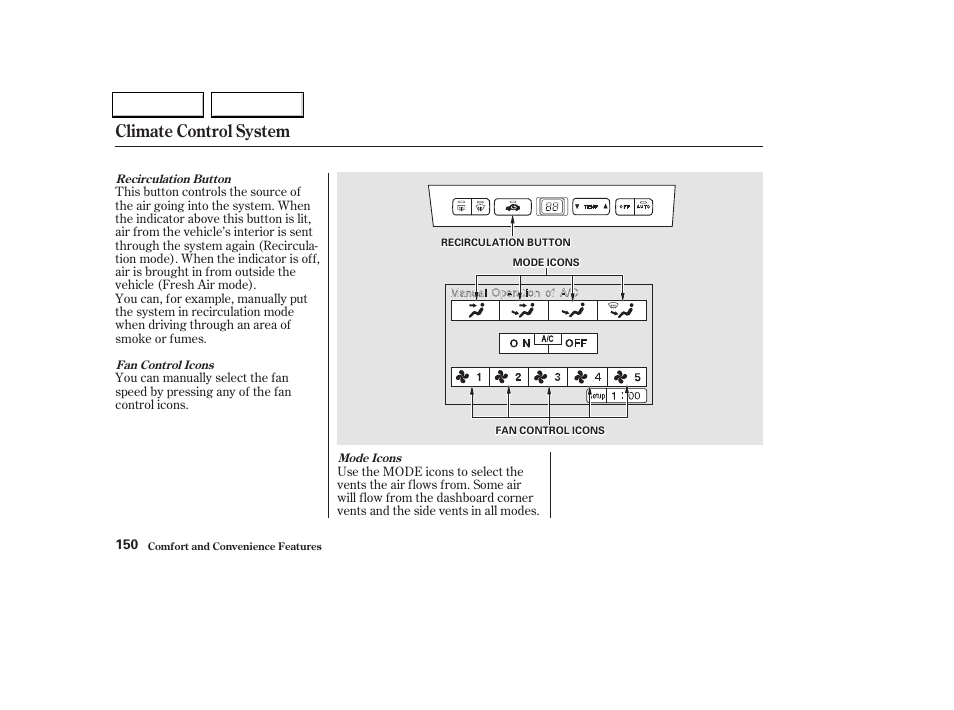 Climate control system | HONDA 2002 Odyssey - Owner's Manual User Manual | Page 153 / 399