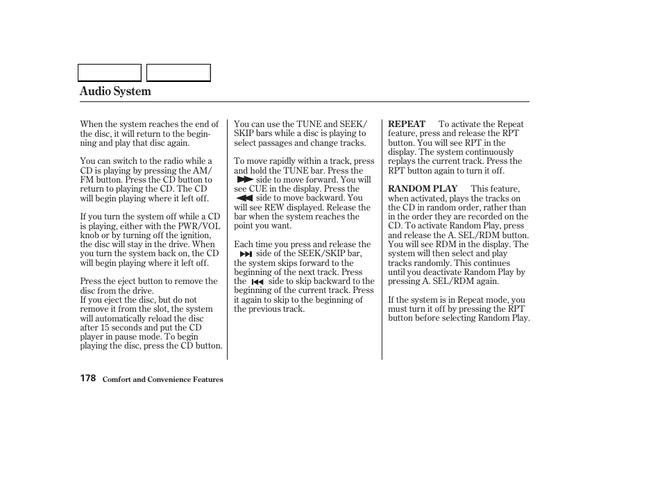 Audio system | HONDA 2002 Odyssey - Owner's Manual User Manual | Page 181 / 399