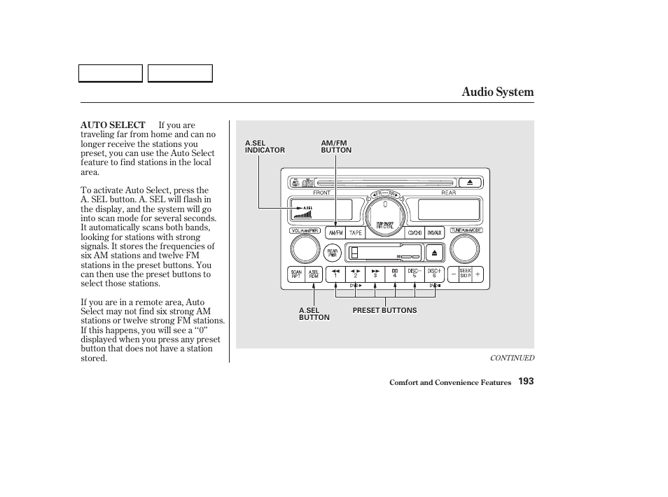 Audio system | HONDA 2002 Odyssey - Owner's Manual User Manual | Page 196 / 399