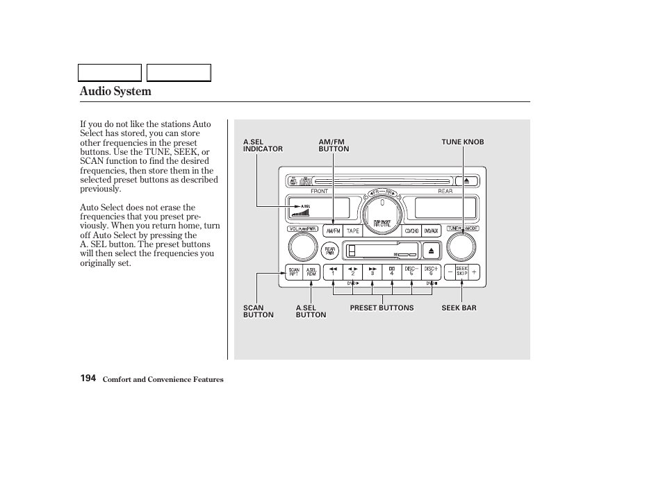 Audio system | HONDA 2002 Odyssey - Owner's Manual User Manual | Page 197 / 399