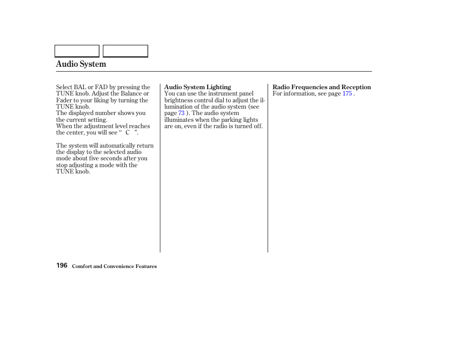 Audio system | HONDA 2002 Odyssey - Owner's Manual User Manual | Page 199 / 399