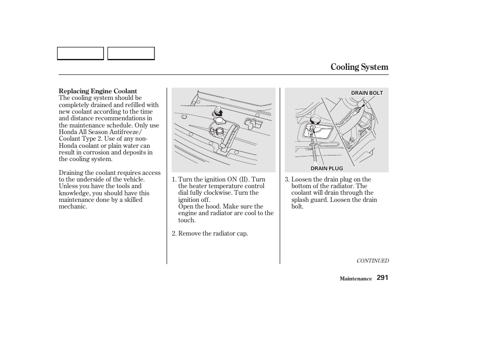 Cooling system | HONDA 2002 Odyssey - Owner's Manual User Manual | Page 294 / 399