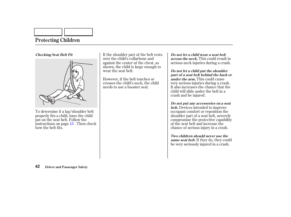 Protecting children | HONDA 2002 Odyssey - Owner's Manual User Manual | Page 45 / 399