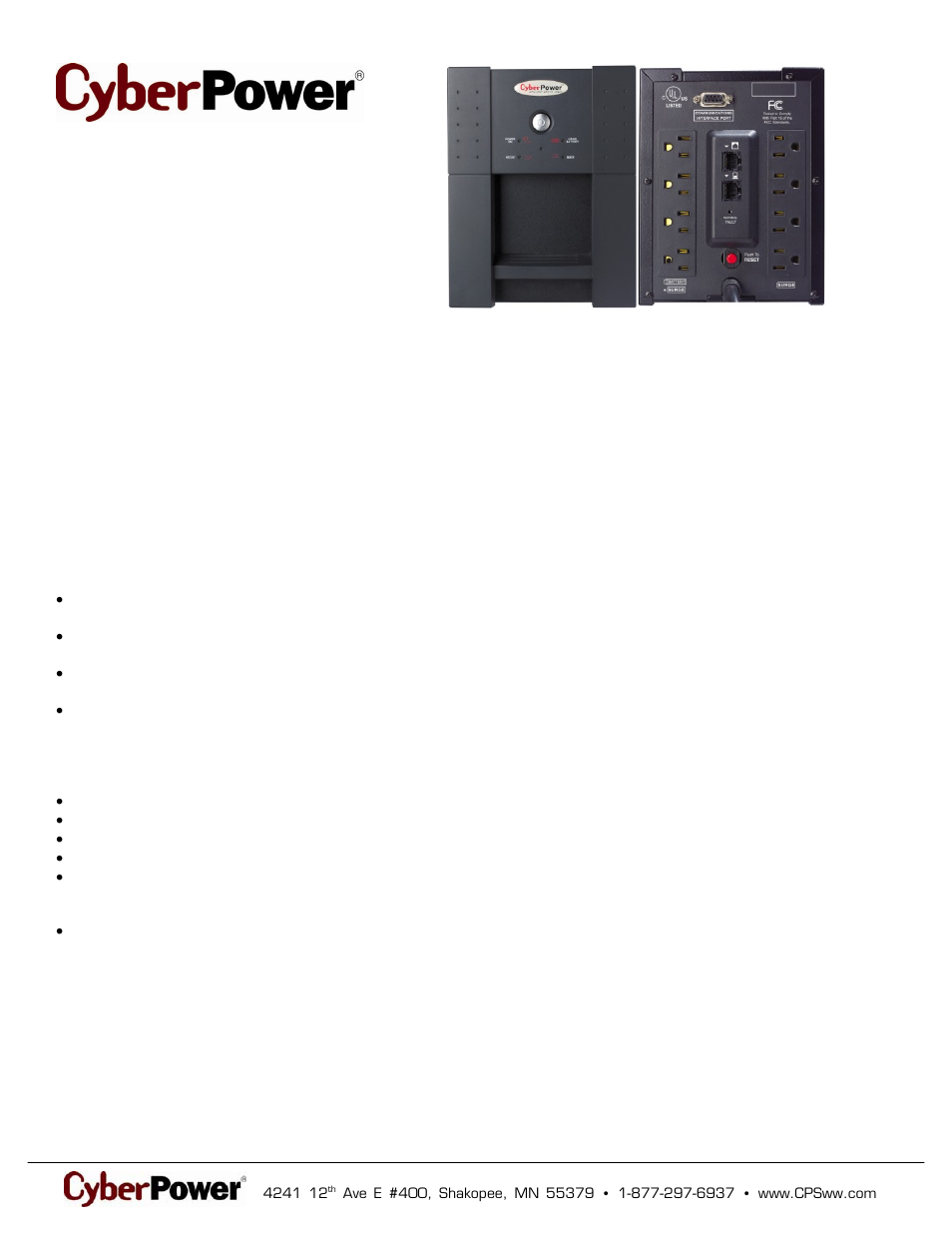 CyberPower Systems 649532708505 User Manual | 2 pages