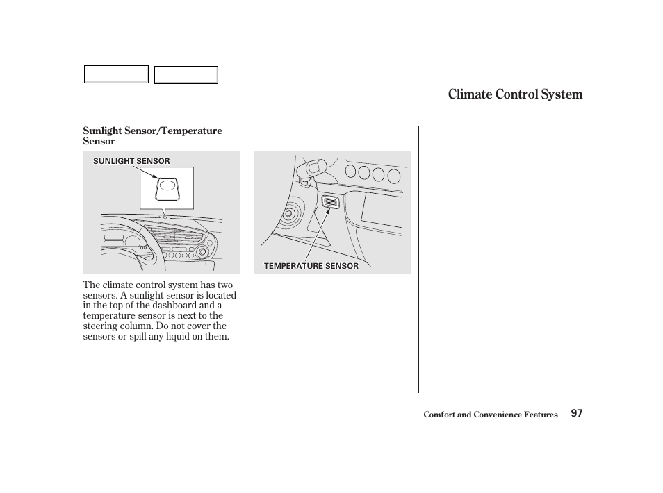 Climate control system | HONDA 2002 Insight  - Owner's Manual User Manual | Page 100 / 270
