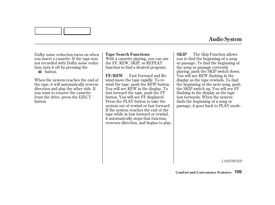 Audio system | HONDA 2002 Insight  - Owner's Manual User Manual | Page 108 / 270