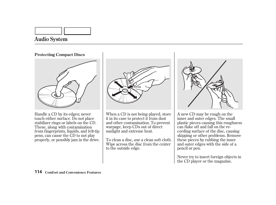 Audio system | HONDA 2002 Insight  - Owner's Manual User Manual | Page 117 / 270
