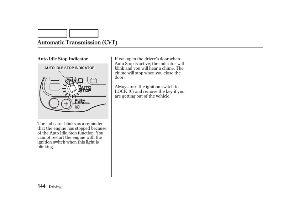 Automatic transmission (cvt) | HONDA 2002 Insight  - Owner's Manual User Manual | Page 147 / 270