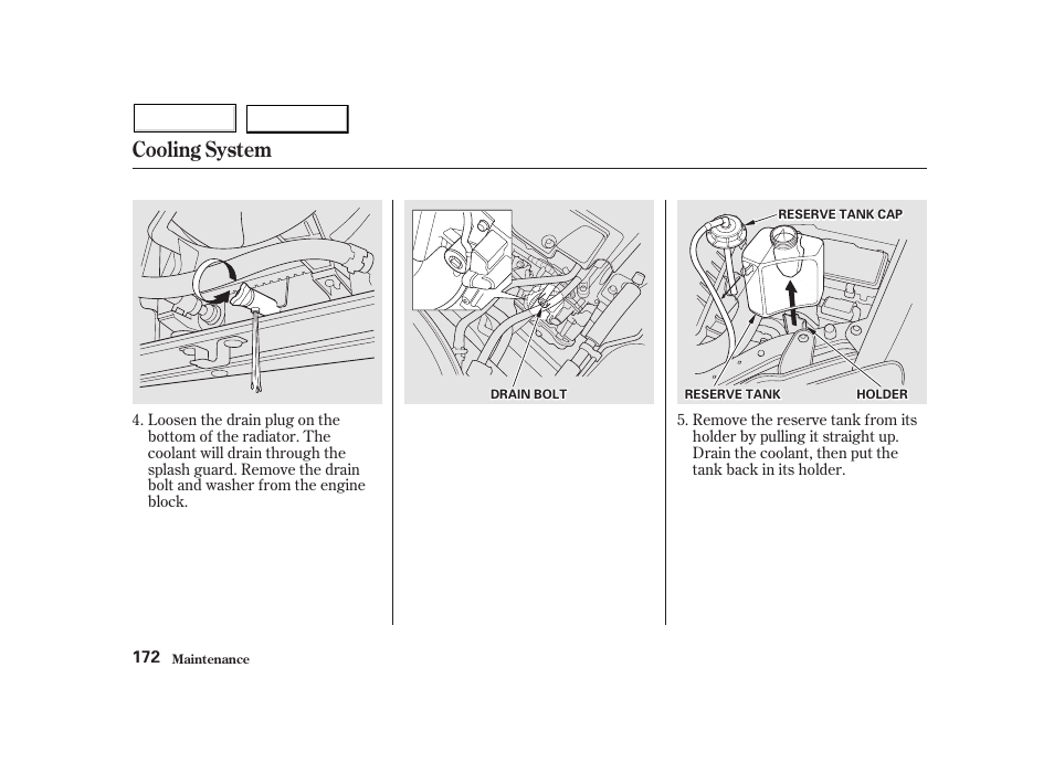Cooling system | HONDA 2002 Insight  - Owner's Manual User Manual | Page 175 / 270