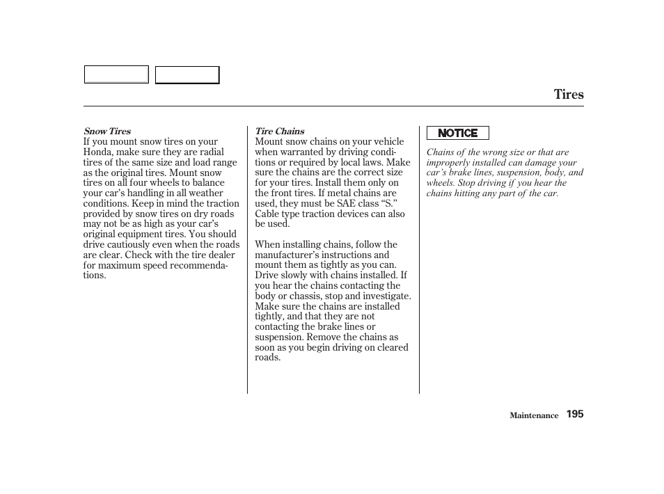 Tires | HONDA 2002 Insight  - Owner's Manual User Manual | Page 198 / 270