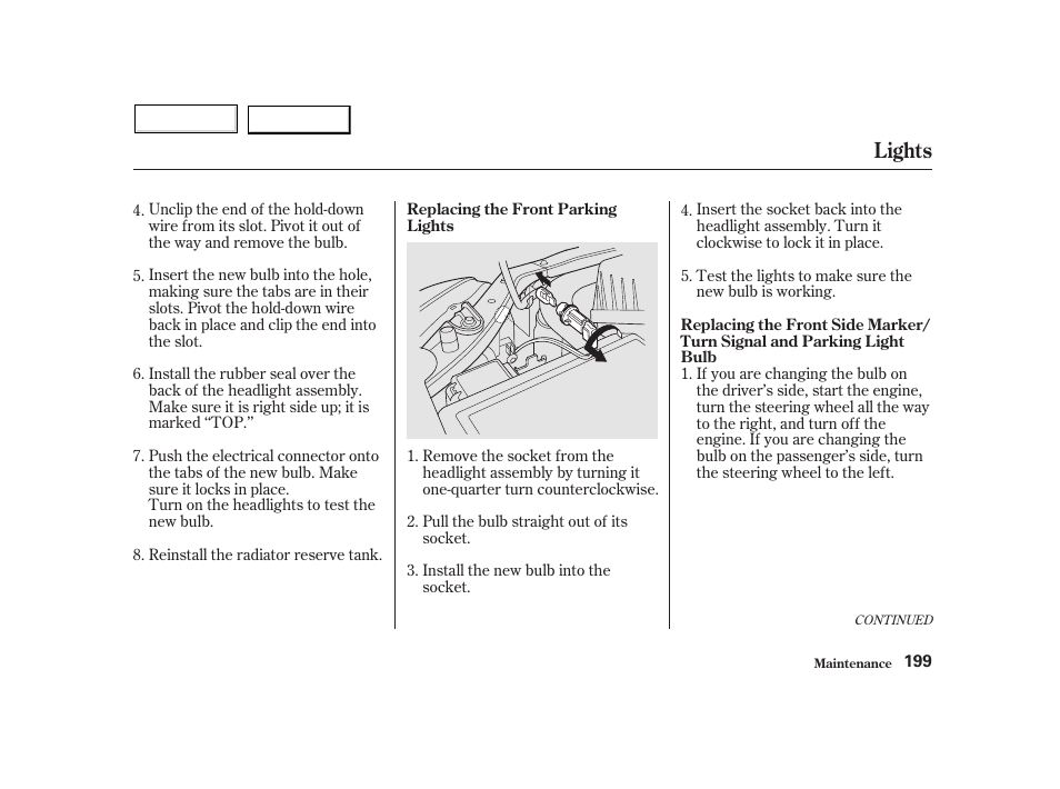 Lights | HONDA 2002 Insight  - Owner's Manual User Manual | Page 202 / 270