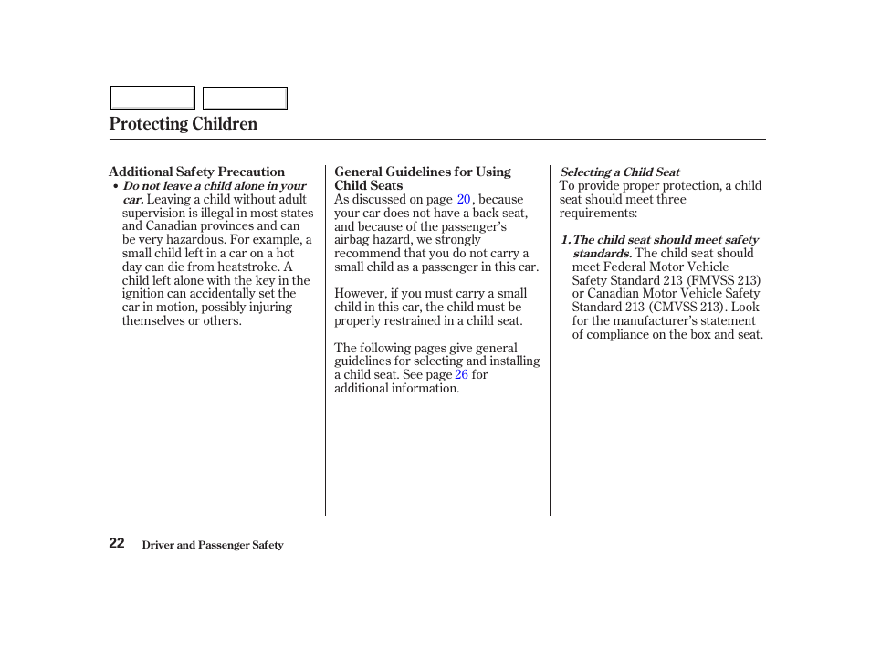 Untitled, Protecting children | HONDA 2002 Insight  - Owner's Manual User Manual | Page 25 / 270