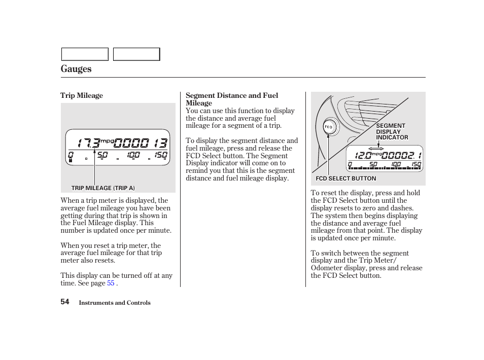 Gauges | HONDA 2002 Insight  - Owner's Manual User Manual | Page 57 / 270