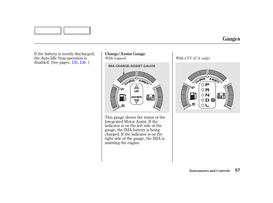 Gauges | HONDA 2002 Insight  - Owner's Manual User Manual | Page 60 / 270