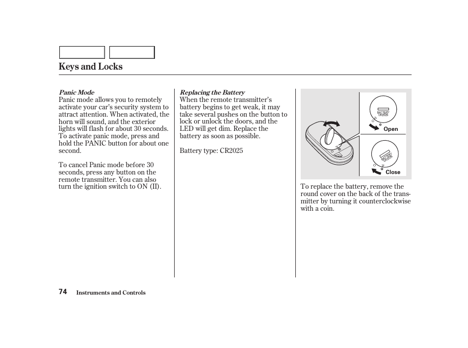 Keys and locks | HONDA 2002 Insight  - Owner's Manual User Manual | Page 77 / 270