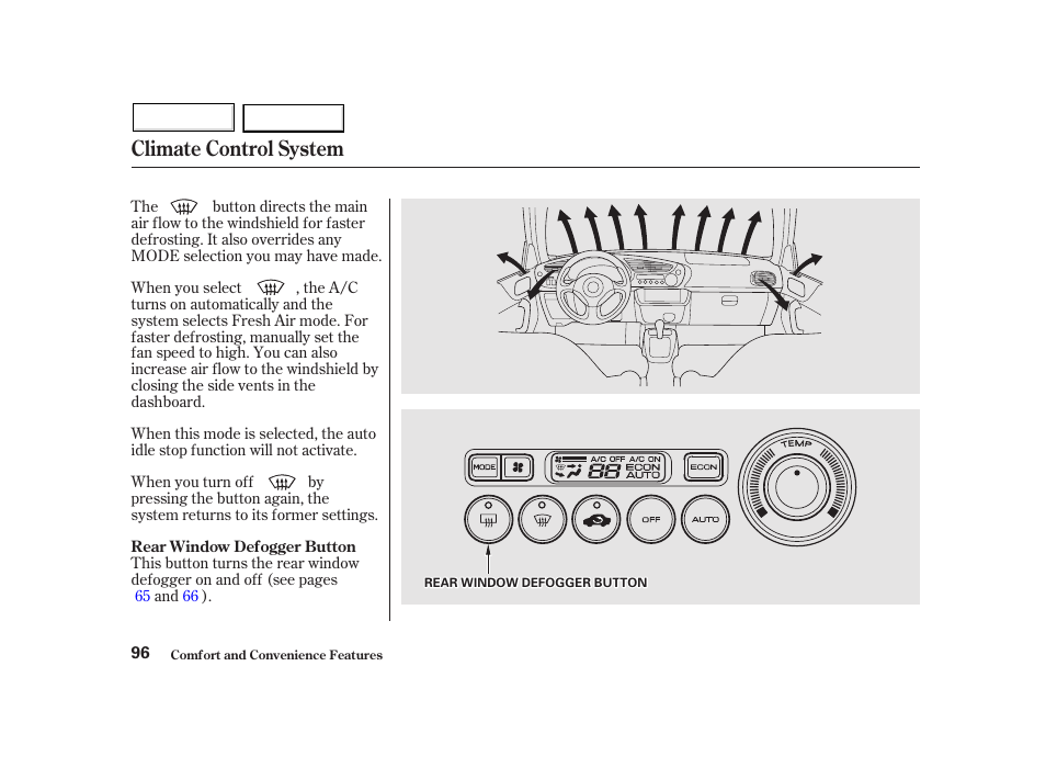 Climate control system | HONDA 2002 Insight  - Owner's Manual User Manual | Page 99 / 270