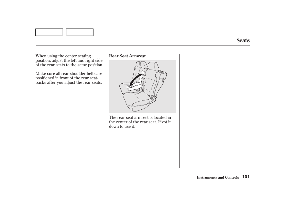 Seats | HONDA 2002 CR-V - Owner's Manual User Manual | Page 105 / 372