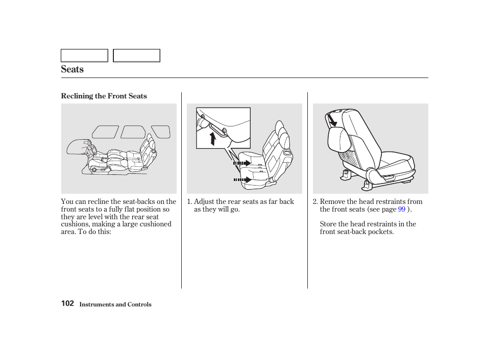 Seats | HONDA 2002 CR-V - Owner's Manual User Manual | Page 106 / 372