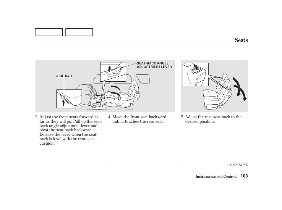 Seats | HONDA 2002 CR-V - Owner's Manual User Manual | Page 107 / 372