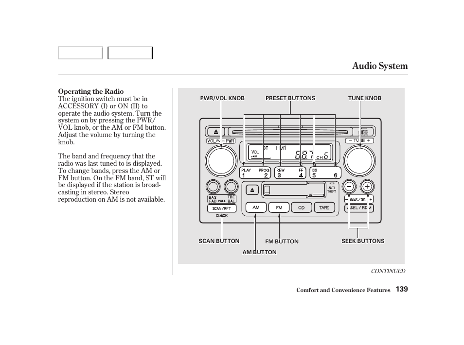 Audio system | HONDA 2002 CR-V - Owner's Manual User Manual | Page 143 / 372