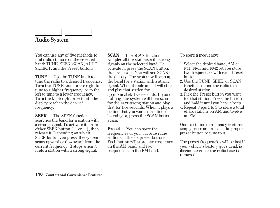Audio system | HONDA 2002 CR-V - Owner's Manual User Manual | Page 144 / 372