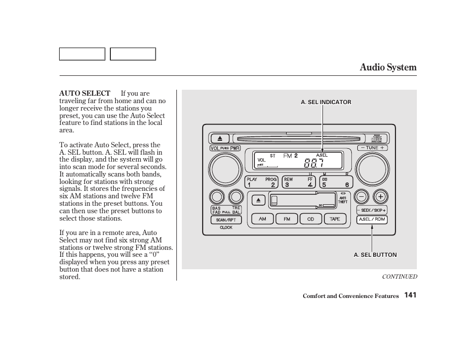 Audio system | HONDA 2002 CR-V - Owner's Manual User Manual | Page 145 / 372