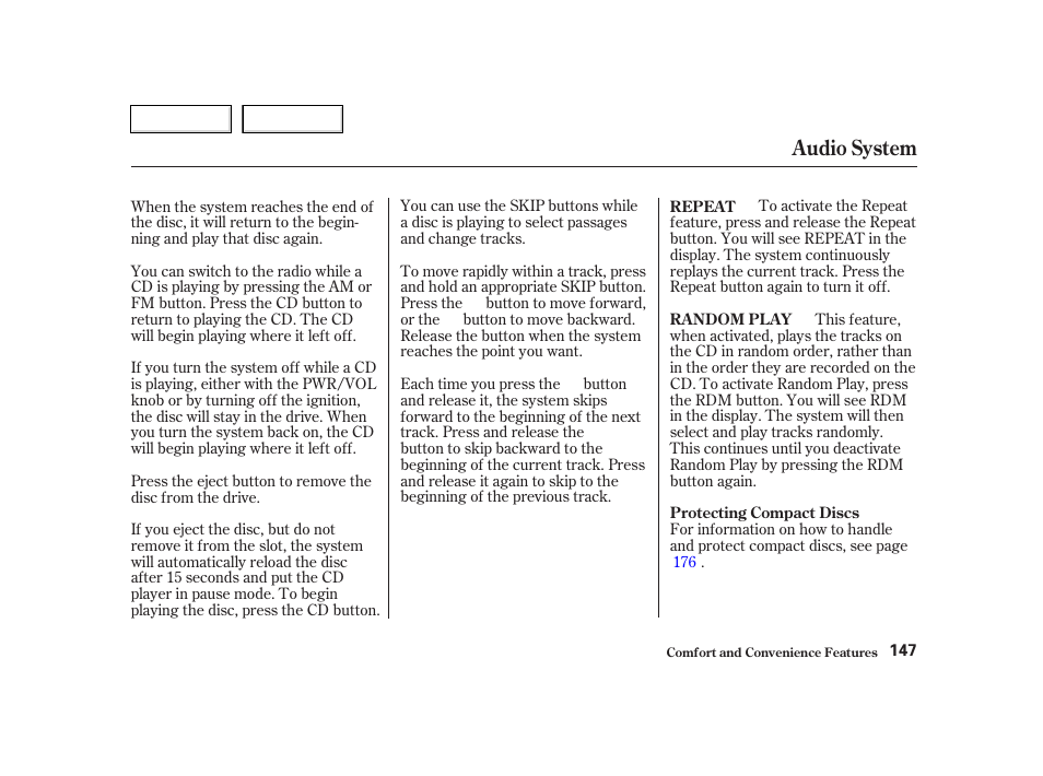 Audio system | HONDA 2002 CR-V - Owner's Manual User Manual | Page 151 / 372